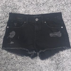 Express black denim shorts